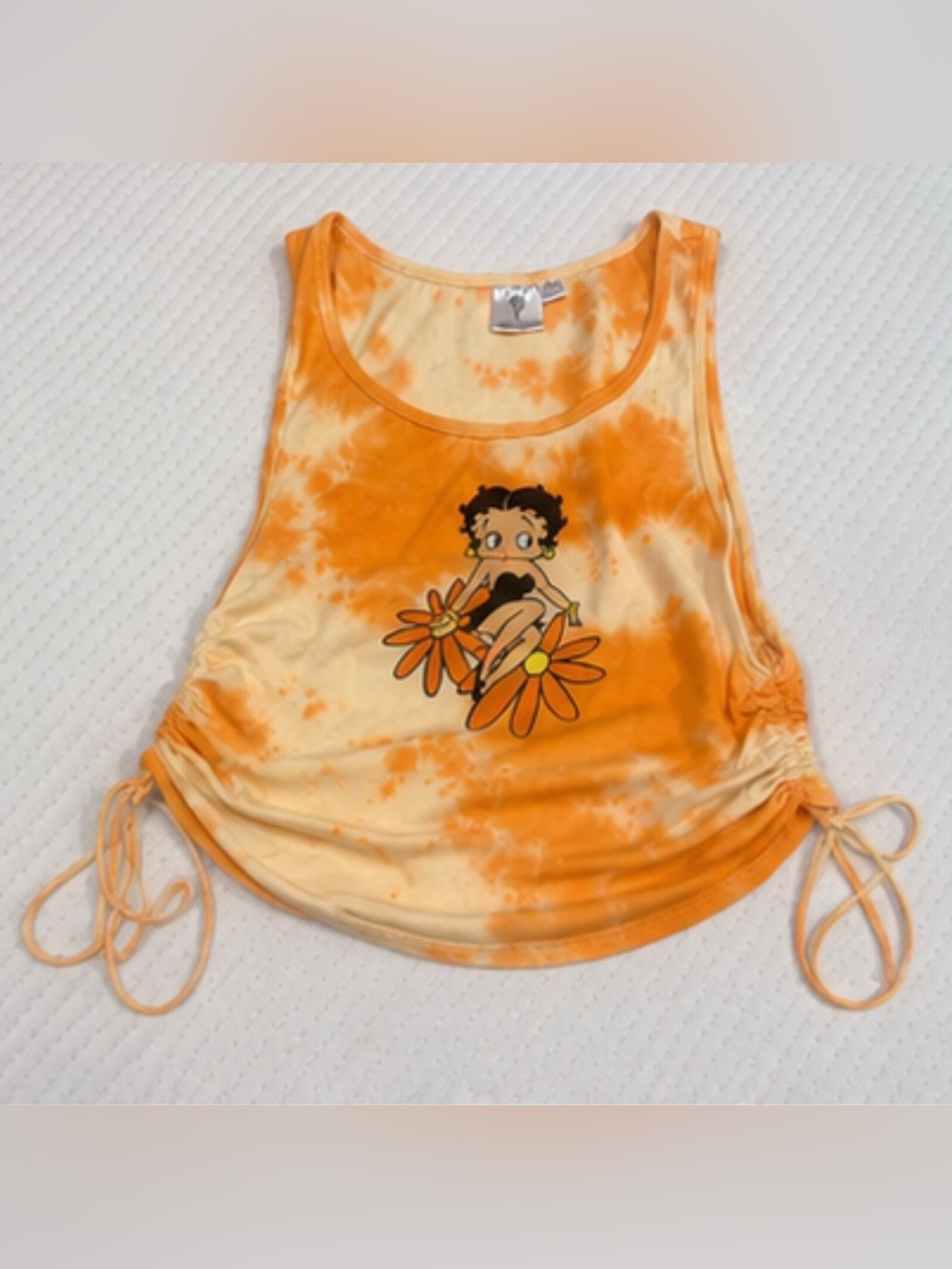 🧡 Betty Boop Orange Tie-Dye Tank Top — Women’s Small / Kids Large